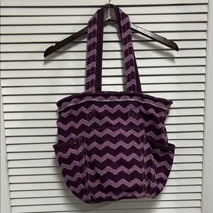 Thirty One Retro Metro Purple Chevron Tote Hobo Bag